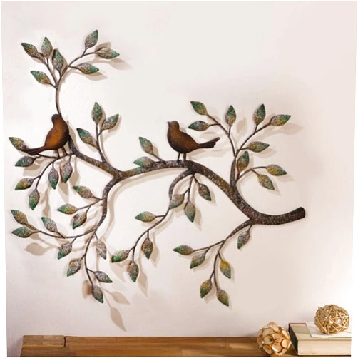 Generic HITSAN INCORPORATION Tree of Life Leaves Bird Wall Hanging Ornament Metal Wall Art Sculpture Home Room Decorations