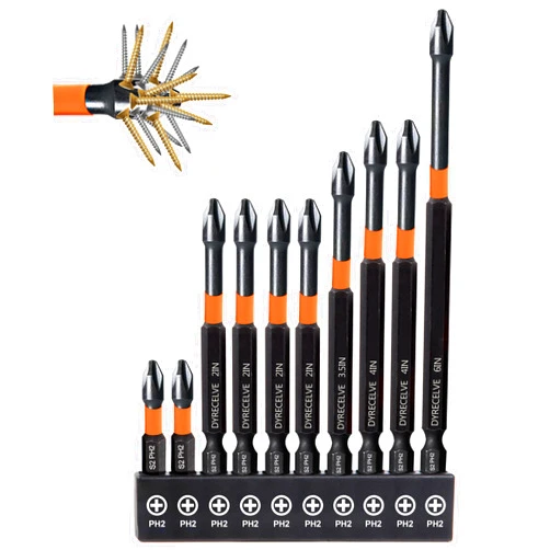 DYRECELVE 10-Pack 2 Phillips Bits- Phillips Bits #2 Impact Magnetic- PH2 Bits 1-2-3.5-4-6-Inch Long Phillips Head Drill Bits- S2 Alloy Steel Phillips Screwdriver Bits-Phillips Bit Set 1/4 Hex Shank Screw Bits
