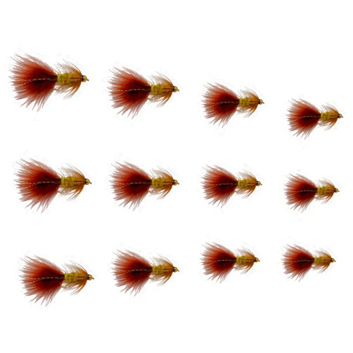 Feeder Creek Bead Head Wooly Bugger Fly Fishing Flies for Trout, Steelhead, Bass, Panfish and More, One Dozen Wet Flies in 4 Size Assortment (3 of Each Size), Hand Tied