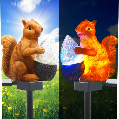 VGYVGYCC Upgraded Solar Garden Lights, Outdoor Decor - Solar Squirrel Stake Lights, Colorful LED, IP65 Waterproof, for Yard, Patio, Garden, Lawn Decoration