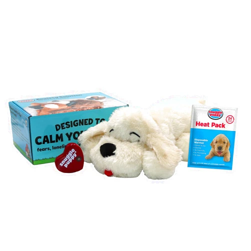 SmartPetLove Original Snuggle Puppy Heartbeat Stuffed Dog Toy. Puppy Toy for Anxiety Relief, Calming Aid, and Comfort Toy for Behavioral Training in Golden