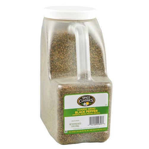 Spice Classics Coarse Grind Black Pepper, 5 lb - One 5 Pound Container of Bulk Coarse Black Pepper for Back-of-House Use for Cooking and Grilling