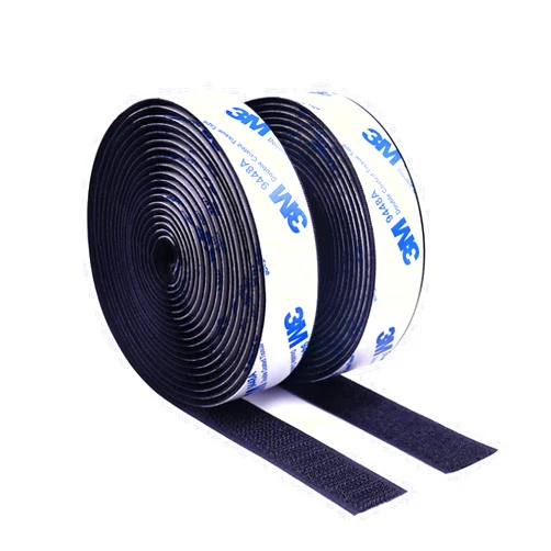 HFPJLSWSQY Double Sided Hook and Loop Tape, Self Sticky Adhesive Heavy Duty Strips Fastener, Interlocking Tape for Window Fixing,Mosquito Net, Carpets, Car and Handmade,1 inch*10ft*2rolls-White (Black)