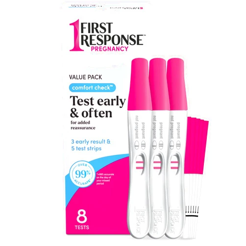 FIRST RESPONSE Comfort Check Pregnancy Test, 8 Count, Pink & White