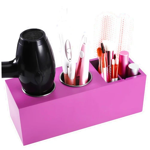 RAIKEDR Hair Dryer Countertop Holder, Hair Tool Organizer Wall Mount, Blow Dryer Holder Cabinet Door Organizer, Bathroom Countertop Blow Dryer Holder and Curling Iron Holder (Cedar Wood, Rose Red)