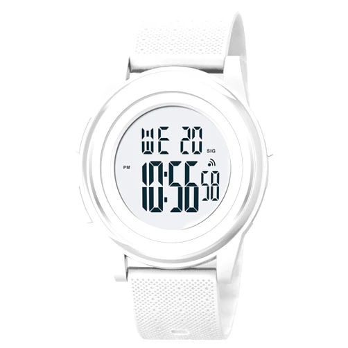 OLAZONE Digital Watches Womens Relatively Large Ultra-Thin Minimalist Sports Waterproof with Wide-Angle Display Rubber Strap Wrist Watch for Womens White Watch