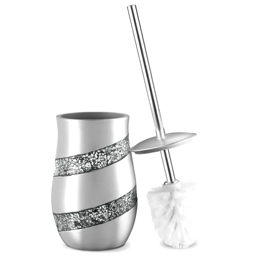 Creative Scents Silver Mosaic Toilet Brush and Holder Set - Toilet Bowl Brush and Holder, Sturdy Toilet Cleaner Brush with Stainless Steel Handle, Bathroom Toilet Scrubber Brush with Decorative Holder