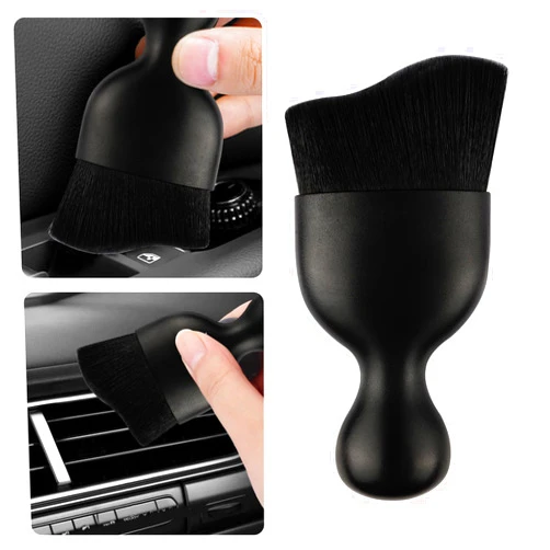 Stacool Car Detailing Brush,Soft Car Cleaning Brush with Curved Design for Dashboard,Air Vent,Multifunctional Car Interior Dust Sweeping Soft Brush Car Interior Cleaning Tool (All Black)