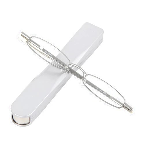 I-Mag Reading Glasses I-Mag Mini Slim Metal Spring Hinge Reading Glasses with Push Button Slide Open Hard Case (2.50 Sliver) Scratch Resistant Acrylic Lens Lightweight Stylish Durable Foldable Optical Glasses Men & Women