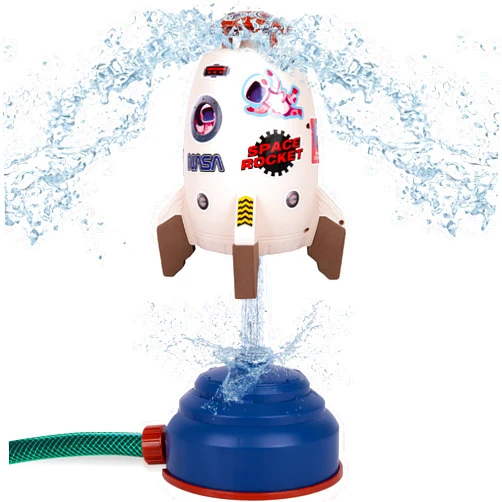 ArtCreativity Sprinkler Rocket Launcher for Kids - Outdoor Rocket Sprinkler with 31 NASA Themed Stickers - Kids Sprinklers for Outside Water Play - Attaches to Hose - Water Toys for Toddlers 1-3