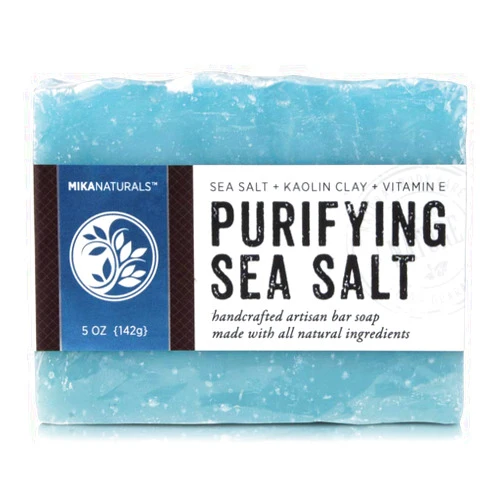 MIKA NATURALS Sea Salt Cleanser with Shea Butter, Kaolin Clay; Vitamin E for Face, Body, Dry and Itchy Skin All Skin Types Palm Oil Free Handmade (5 oz.)