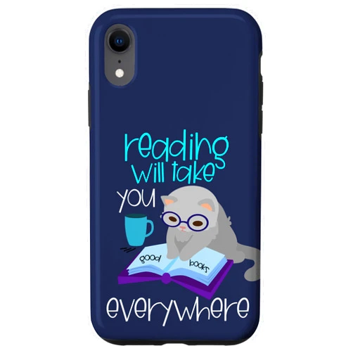 Need Books & Cats KSH iPhone XR Books Coffee & Cats Funny Reading Will Take You Everywhere Case