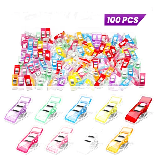 Bofoho 100pcs Sewing Clips Multipurpose Quilt Clip for Fabric Multi-Colored Plastic Sewing Quilting Supplies Craft for Small-Scale Projects and Crafting Tools Accessories
