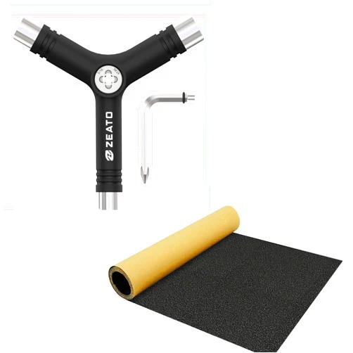 Zeato Multi-Function Skatboard Y Tool and Grip Tape Sandpaper Sheet