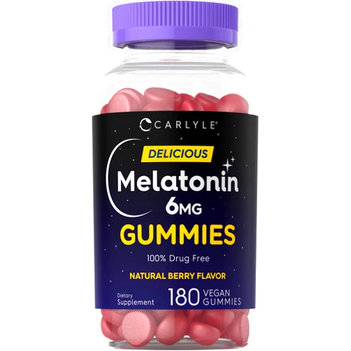Carlyle Melatonin Gummies 6mg | 180 Count | Adult Drug Free Aid | Natural Berry Flavor | Vegan, Non-GMO, Gluten Free | by Carlyle