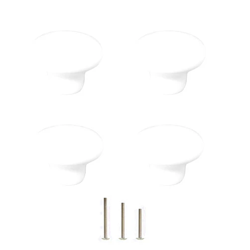 OctinPris 4X White Door Knob Cabinet Retro Round Ceramic Drawer Cupboard Kitchen Dresser Pull Handle Knobs 32mm/1.25
