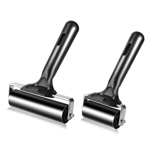 HRLORKC 2Pcs Rubber Roller Brayer Rollers Hard Rubber 4 and 2.2 Inch for Printmaking (Black) by HRLORKC…
