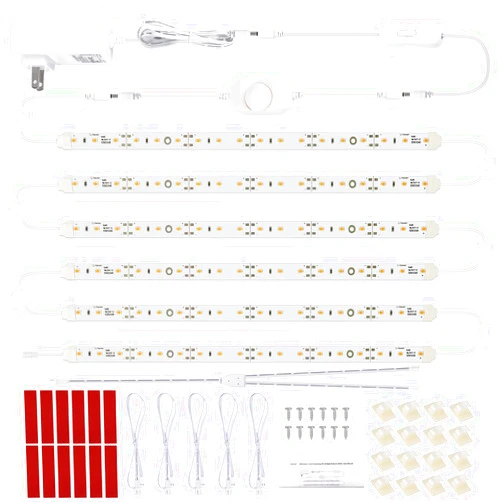 Litever Under Cabinet LED Lighting Kit for Kitchen Cabinet Counters Shelf Closet. 6 PCS 12 Inches Light Strip with Adapter Switch Dimmer Extension Cable. Plug in. Dimmable. 1500 Lumen. Warm White 2700K