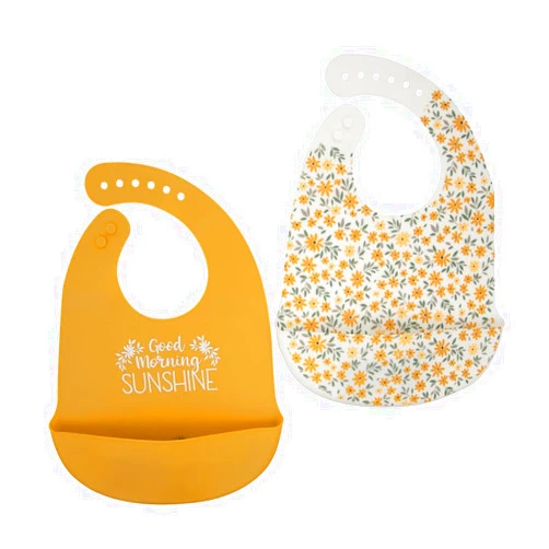 Lila & Jack 2 PK Silicone Bibs for Babies & Toddlers, BPA Free Waterproof Soft Durable Adjustable Silicone Bibs