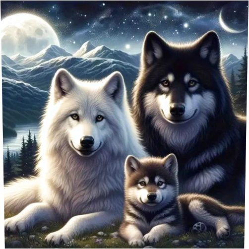 SHICERNHJ 5D Diamond Painting Kits for Adults,Animal Wolf Family Diamond Art Kits for Beginner,DIY Full Round Drill Diamond Dots with Gem Art Craft for Home Wall Decor 11.8 X 11.8inch