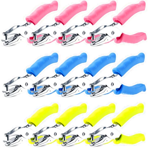 Chumia 12 Pieces Single Hole Punch Handheld Hole Puncher 1/4 Inch Hole Paper Punch with Softgrip Handles Circle Shape Single Hole Puncher for Craft Paper Greeting Cards Scrapbook Notebook (Multicolor)