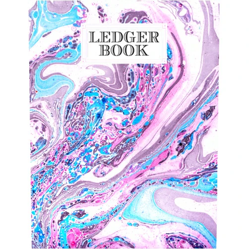 Liselotte Scholz Ledger Book: Record Income and Expenses With Marbled Pink Cover, 120 Pages, Size 8.5