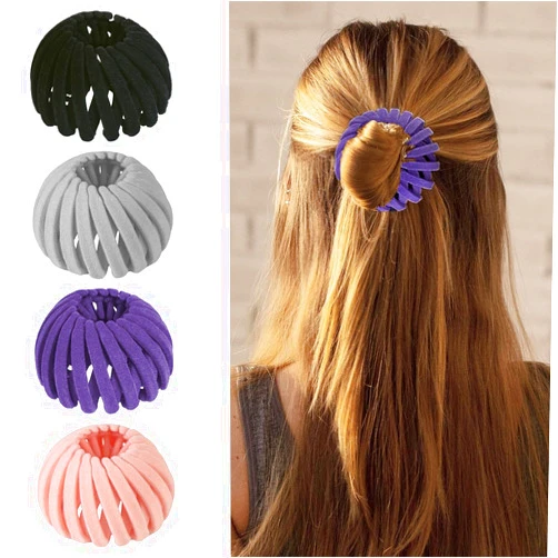 Aokid 4Pcs Bird Nest Hair Clips Expandable Hair Bun Maker Hair Accessories for Women Ponytail Holder Hair Bun Clip for Thin Thick Fine Curly Hair, Plastic Hair Barrettes Hair Scrunchies