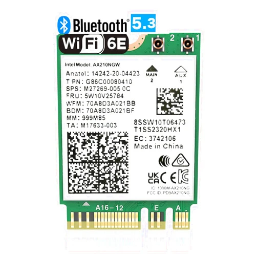 OKN WiFi 6E AX210 NGW Wireless Card M.2 2230/NGFF WiFi 6E Laptop Module with Bluetooth 5.3, 5400Mbps Tri-Band AX210 WiFi Chip Adapter, MU-MIMO, Ultra-Low Latency, Supports Windows 11/10 (64bit)
