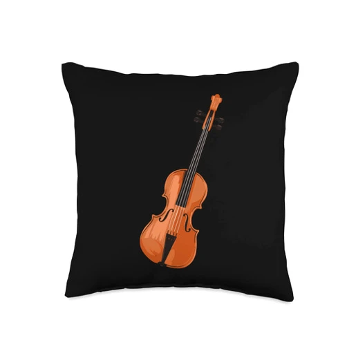 Musikinstrumente Gitarristen lustige Sprüche Comic Violin Musical Instrument Graphic for Men Women Children Throw Pillow, 16x16, Multicolor