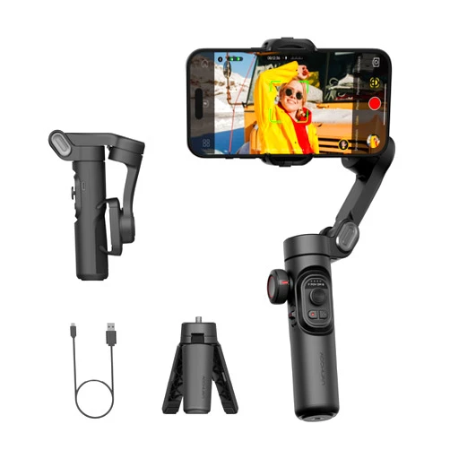 AOCHUAN Gimbal Stabilizer for Smartphone, iPhone Gimbal w/Focus Wheel Face/Object Tracking Gimbal for iPhone 15 14 Pro Max/Android Foldable 3-Axis Handheld Phone Gimbal for Video Recording -Smart XE