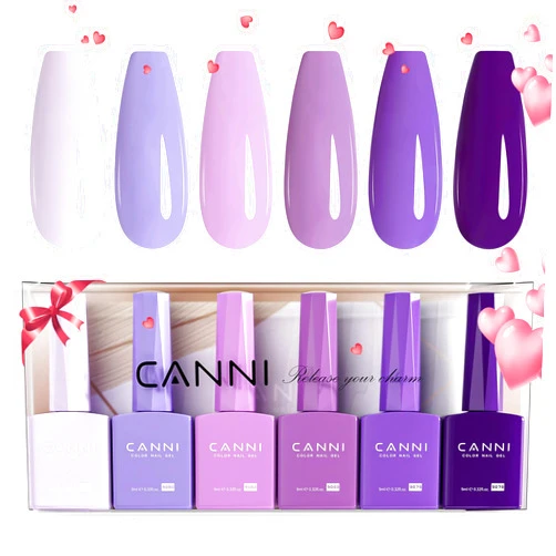 CANNI 6Pcs 9ml Hema-Free Purple Gel Polish,Dark Purple Gel Nail Polish Set,Light Purple Violets Colors Gel Polish Kit, Soak Off LED Nail Gel Manicure Kit DIY at Home Salon Gifts for Women Girls