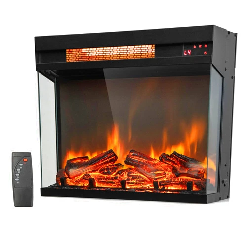 ORALNER Electric Fireplace Insert 23 Inch, 3-Sided Glass Fireplace Heater w/Remote Control & 8H Timer, Thermostat, Overheat Protection, Indoor Recessed Fireplace Insert for TV Stand, 1500W, Black