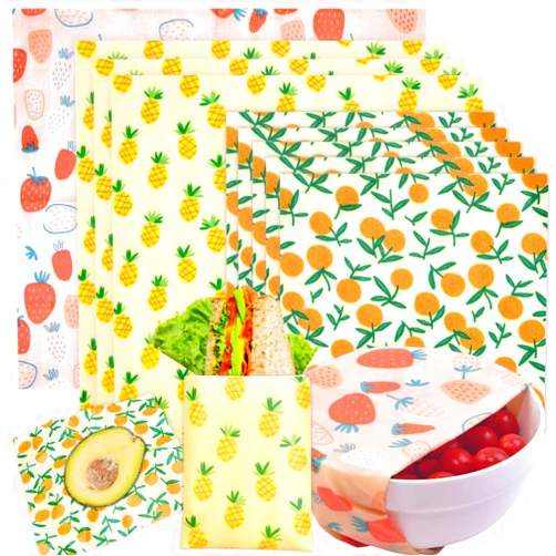 BYTTME Reusable Beeswax Wrap - 9 Pack Beeswax Wraps for Food, Eco-Friendly Beeswax Food Wraps, Bread Sandwich Food Wrap - Organic, Sustainable, Zero Waste, Plastic-Free Food Storage, 1XL, 3M, 5S