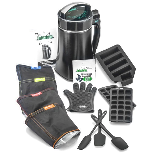 STX INTERNATIONAL Infuzium Butter-Oil-Tincture Maker Machine Premium Pack • 2 to 10 Sticks Butter • 4 Filters, 3 Spatulas, Silicone Glove, Butter Mold, 2 Gummy Molds Plus our Infuzium 48 Page Cookbook