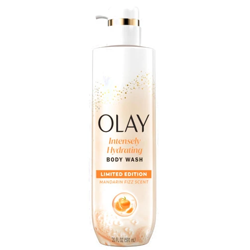 Olay Body Wash for Women, Intensely Hydrating, Pro-Hyaluronic Acid Serum Complex, Renews Moisture, Vitamin B3 Lameller Technology, For All Skin Types, Mandarin Summer Fizz Scent, 20 fl oz