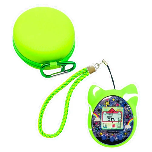 RAWECUD Hard Carrying Case and Protective Silicone Cover for Tamagotchi On Virtual Interactive Pet Game Machine (Green)