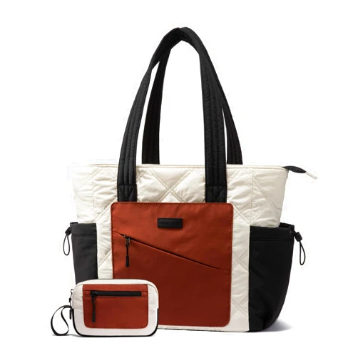 LOVEVOOK Tote Bag for Women, Puffer Bag and Work Bags with Zipper for Travel, Daily, School, Quilted Nurse Shoulder, 2pcs