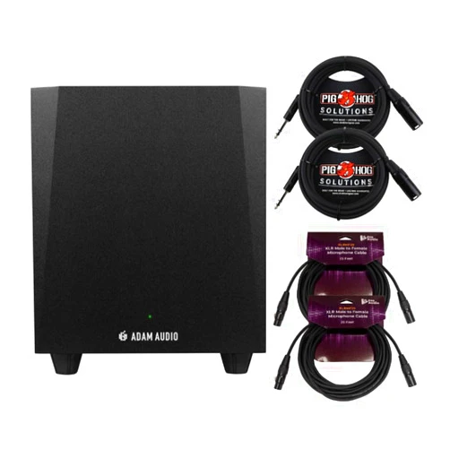 Adam Audio T10S 10-Inch Powered Studio Subwoofer Bundle with 1/4-Inch TRS to XLR Male to Male Balanced Cable (10-Feet, 2-Pack) and FocusProAudio 25-Feet XLR Cables (2-Pack) (5 Items)