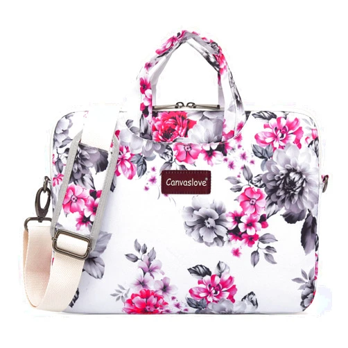 Canvaslove Chrysanthemum Pattern Water Resistant Laptop Shoulder Messenger Bag for MacBook Pro 16 inch and 14 inch 15.4 inch 15.6 inch Laptop