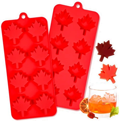 Webake Maple Leaf Silicone Mold 2 Pack, 8-Cavity Leaf Molds for Ice Cube, Chocolate, Candy, Cupcake, Cake Decorations, Great for Fall Harvest Thanksgiving