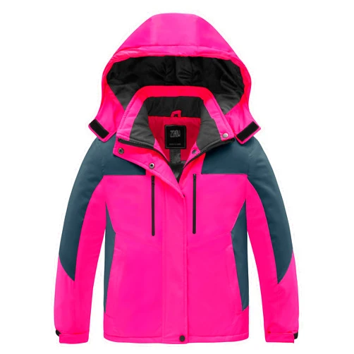 ZSHOW Girls' Ski Jacket Waterproof Fleece Raincoat Windproof Warm Winter Coat with Detachable Hood