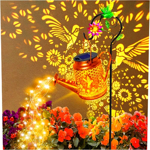 Yulloyello Solar Watering Can Lights, Hummingbird Hanging Lanterns Outdoor, Birthday Gifts for Mom Women Grandma Mother's Day, Waterproof Solar Lights Garden Decor for Outside Yard Art Patio Porch Lawn Backyard