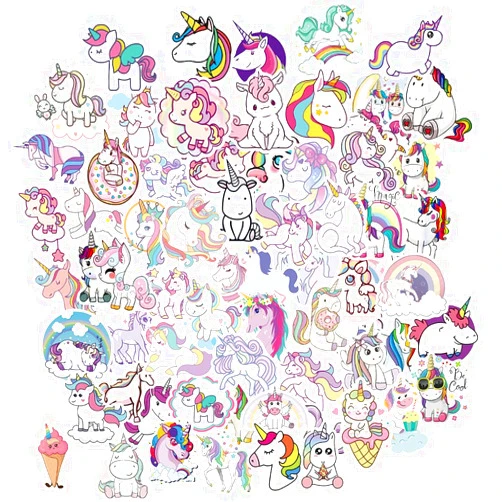 TNIXNCK 100pcs Cute Vinyl Unicorn Stickers for Kids, Girly Sticker for Water Bottle Laptop Scrapbook pad Phone Skateboard,Waterproof Unicorn Christmas Gifts for Girls Teens Adults