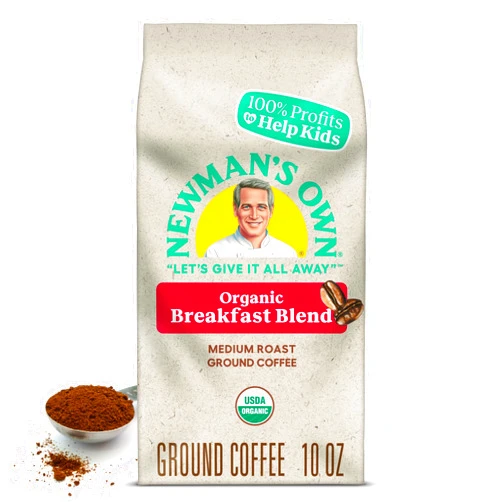 Newman's Own Organics Breakfast Blend, Ground Coffee, Fair Trade Certified, Medium Roast, Bagged 10oz