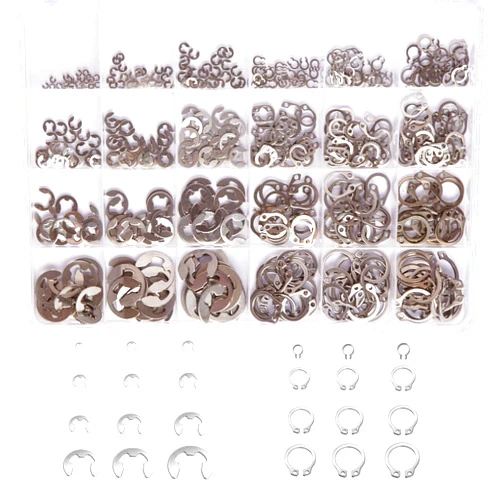 Mariyandh 327Pcs E-Clips Circlip Retaining Rings Assortment Set(1.2mm-10mm) and C-Clips External Retaining Rings Snap Rings Assortment Kit Circlip 304 Stainless Steel(M3-M14)，24 Sizes