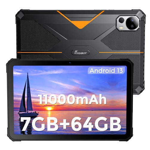 FOSSIBOT DT1Lite 10.4 inch Rugged Tablet Android 13, 11000 mAh Android Tablet 2K FHD+ 7GB+64GB Wi-Fi Tablet IP68,IP69K Waterproof Tablet 5G WiFi Waterproof Tablet 13MP+5MP Camera OTG Face Unlock