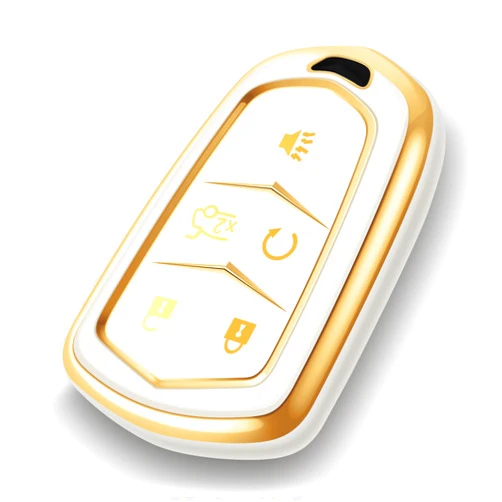 Tengare for Cadillac Key Fob Cover 5 Buttons Car Key Case fits Cadi ATS CT6 CTS ELR SRX XTS XT4 XT5 XT6 2025 2024 2023