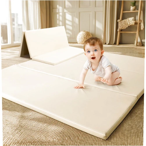 TODIBY Foam Baby Play Mat: PU Leather Waterproof Kids Trifold Floor Playmat - Large Play Mat for Playpen Fodable Mattress Soft Toddler Mattress Infant Cushion for Preschool