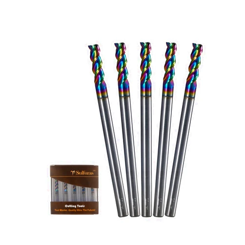 Sulfuras 3-Flute Carbide Square Nose End Mill Set - 1/8