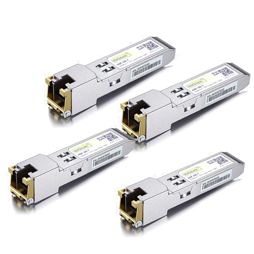 10Gtek 1000BASE-T SFP to RJ45 Copper Ethernet Module, Gigabit SFP-T Transceiver for Cisco SFP-GE-T, Meraki, Fortinet, Ubiquiti UniFi UF-RJ45-1G, D-Link, Netgear, TP-Link and More, Pack of 4